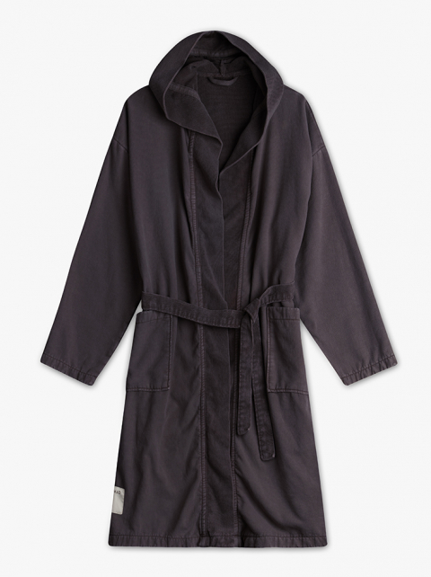 BATHROBE WITH HODDIE - Onyx Black